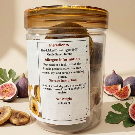 Premium Jumbo Anjeer (Dried Figs) – Super Jumbo, Naturally Sweet & Fiber-Rich | 250g Jar