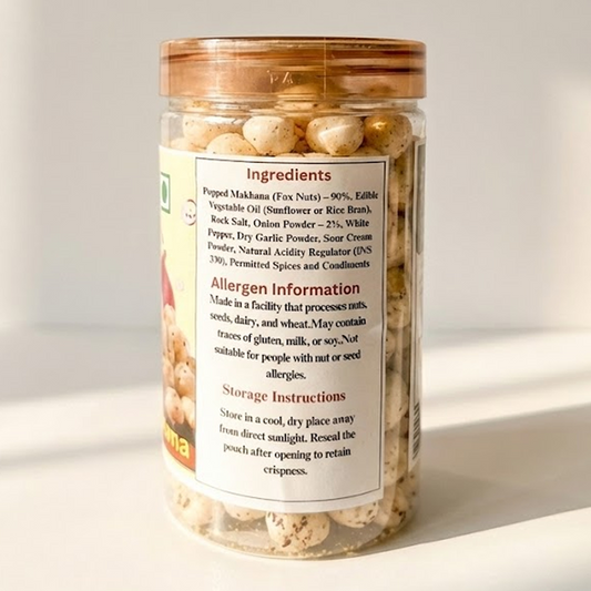 Cream & Onion Makhana – Roasted Fox Nuts | 70g Jar