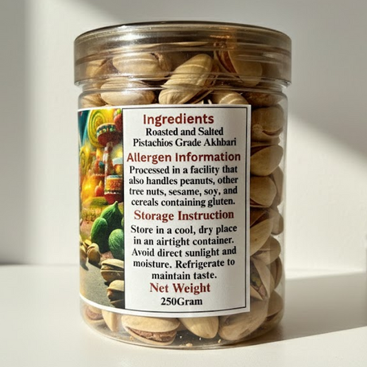 Bold Akhbari Roasted & Salted Pistachios – Premium Grade | 250g Jar