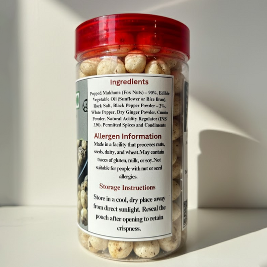 Black Pepper Makhana – Healthy Roasted Fox Nuts | 70g Jar