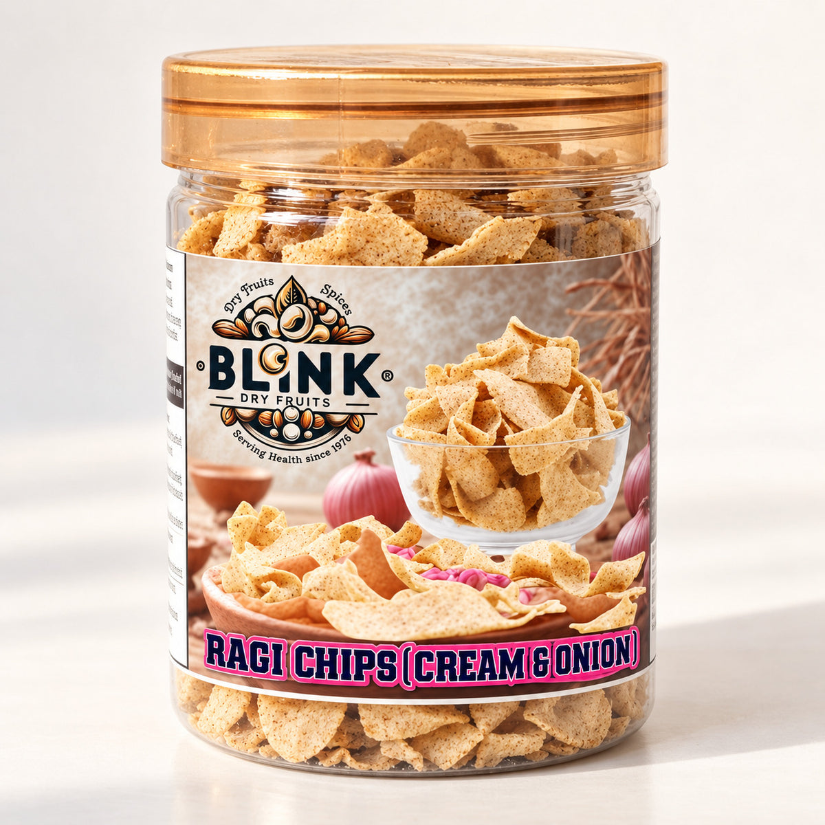 BLINK Ragi Chips Cream & Onion – 150 g jar