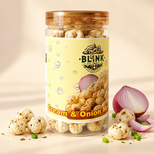 Cream & Onion Makhana – Roasted Fox Nuts | 60g Jar