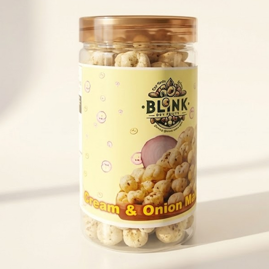Cream & Onion Makhana – Roasted Fox Nuts | 70g Jar